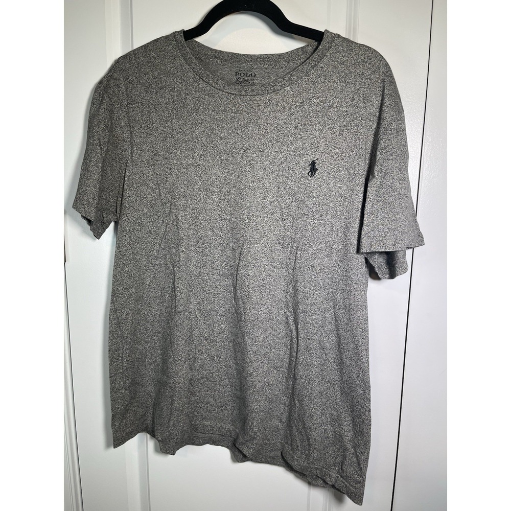 Ralph Lauren Polo Shirt Mens Heather Gray Regular Fit Pony Logo Crew Neck Large